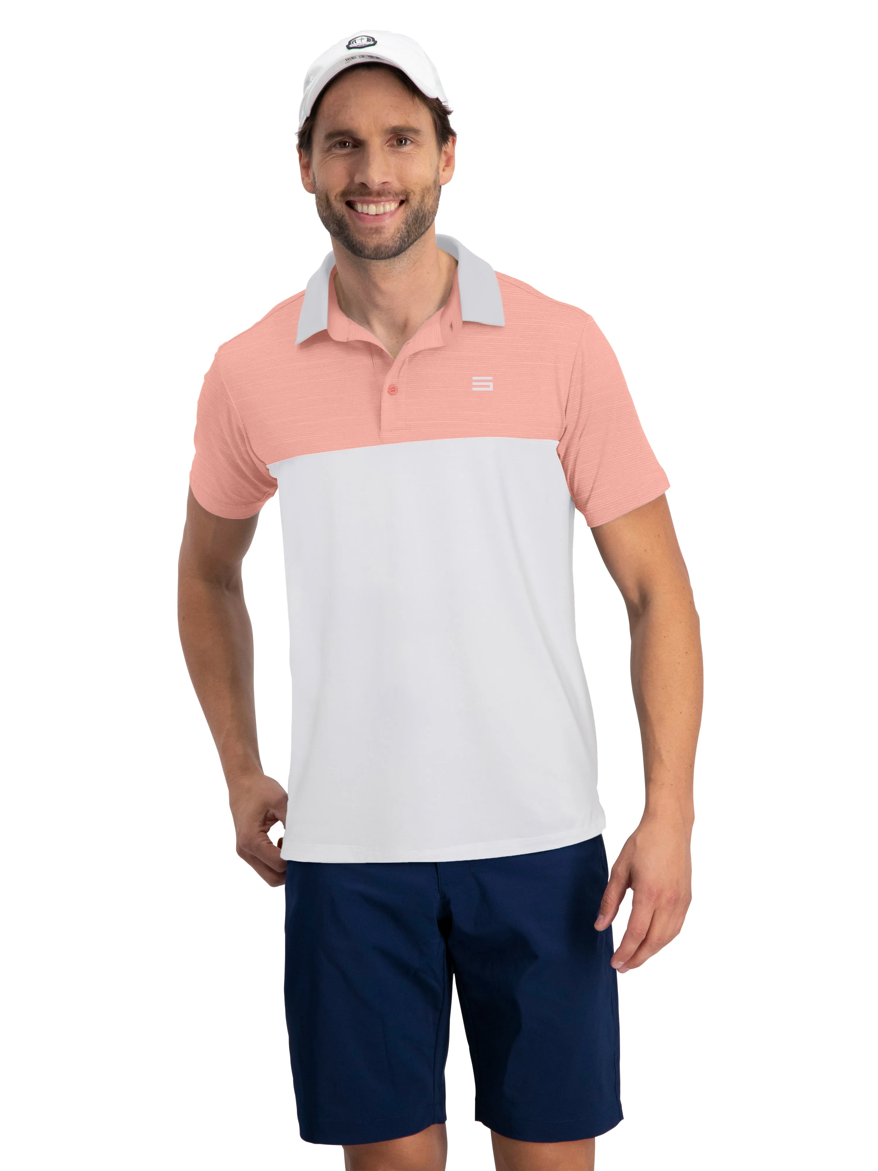 Men's Two-Tone Heathered Dry-Fit Golf Polos (Select Colors Only)